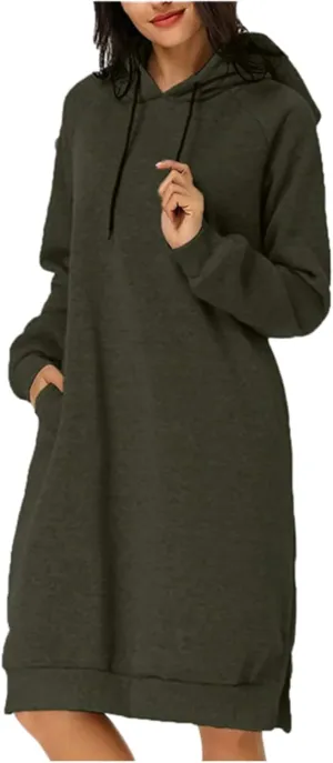 Women's Hooded Sweatshirt Drawstring Lightweight Long Sleeve Pullover Hoodie Dress Casual Hoodies with Pockets