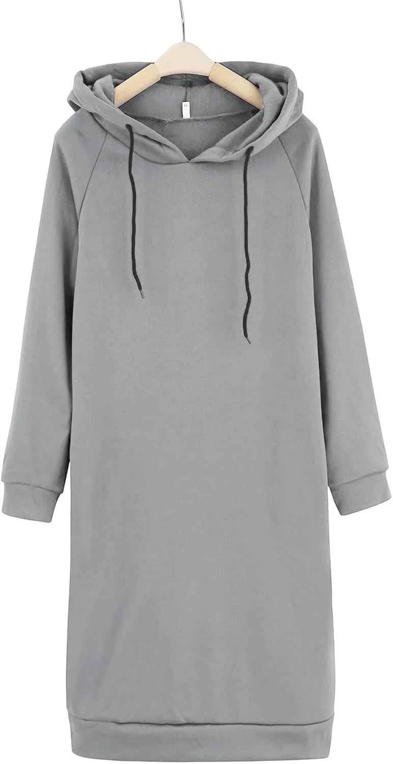 Women's Hooded Sweatshirt Drawstring Lightweight Long Sleeve Pullover Hoodie Dress Casual Hoodies with Pockets