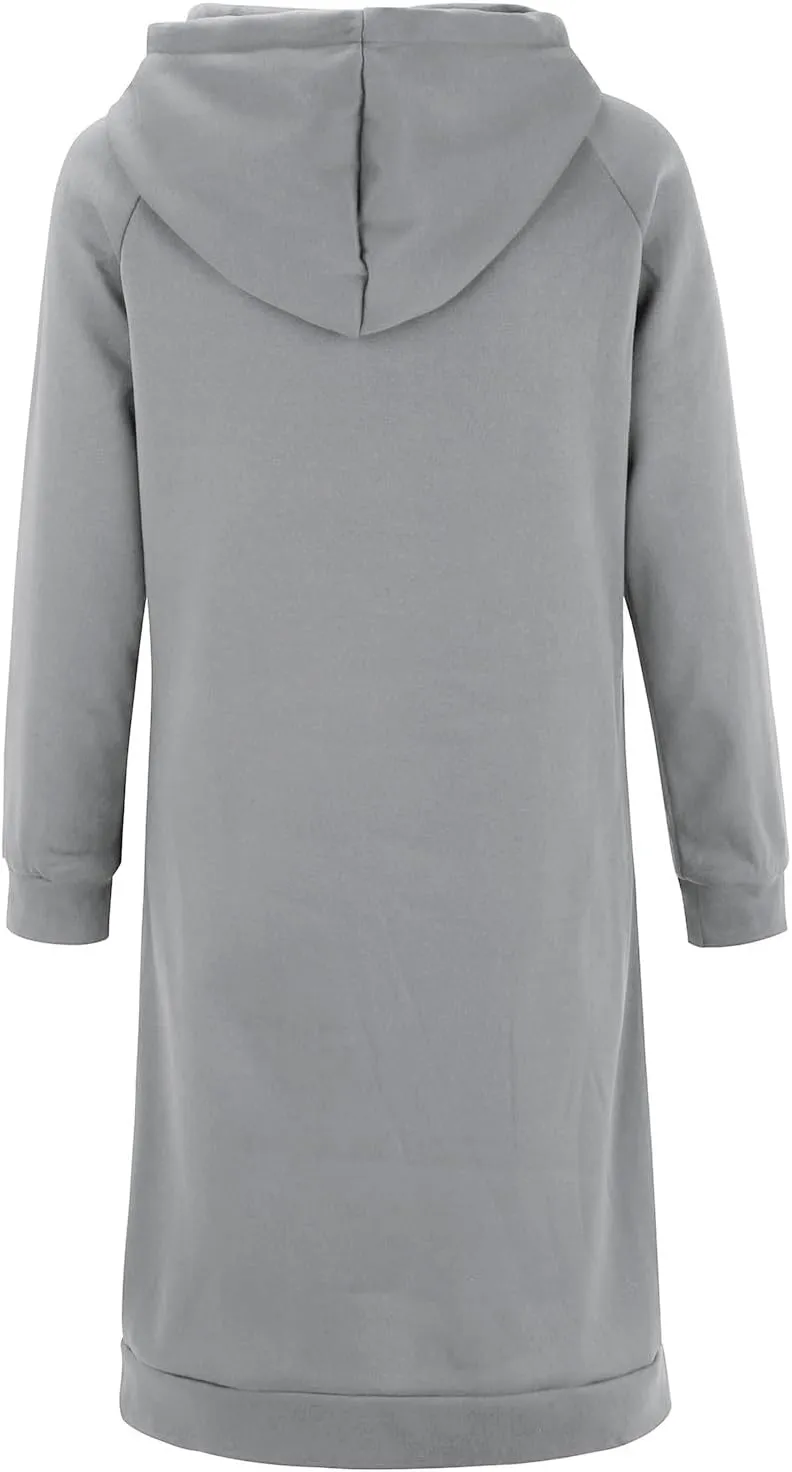 Women's Hooded Sweatshirt Drawstring Lightweight Long Sleeve Pullover Hoodie Dress Casual Hoodies with Pockets