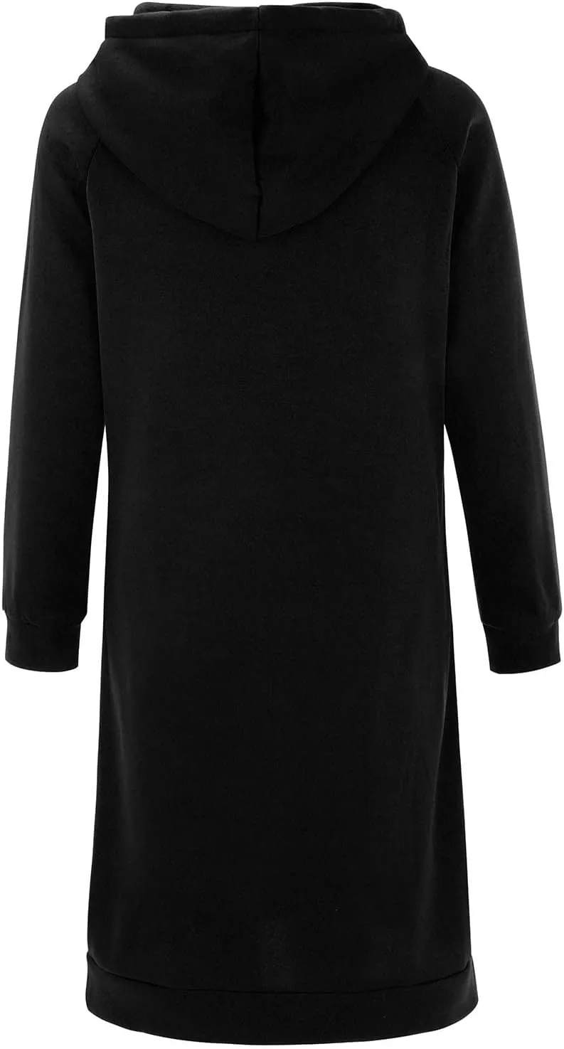Women's Hooded Sweatshirt Drawstring Lightweight Long Sleeve Pullover Hoodie Dress Casual Hoodies with Pockets