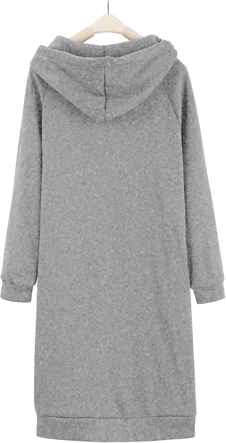 Women's Hooded Sweatshirt Drawstring Lightweight Long Sleeve Pullover Hoodie Dress Casual Hoodies with Pockets