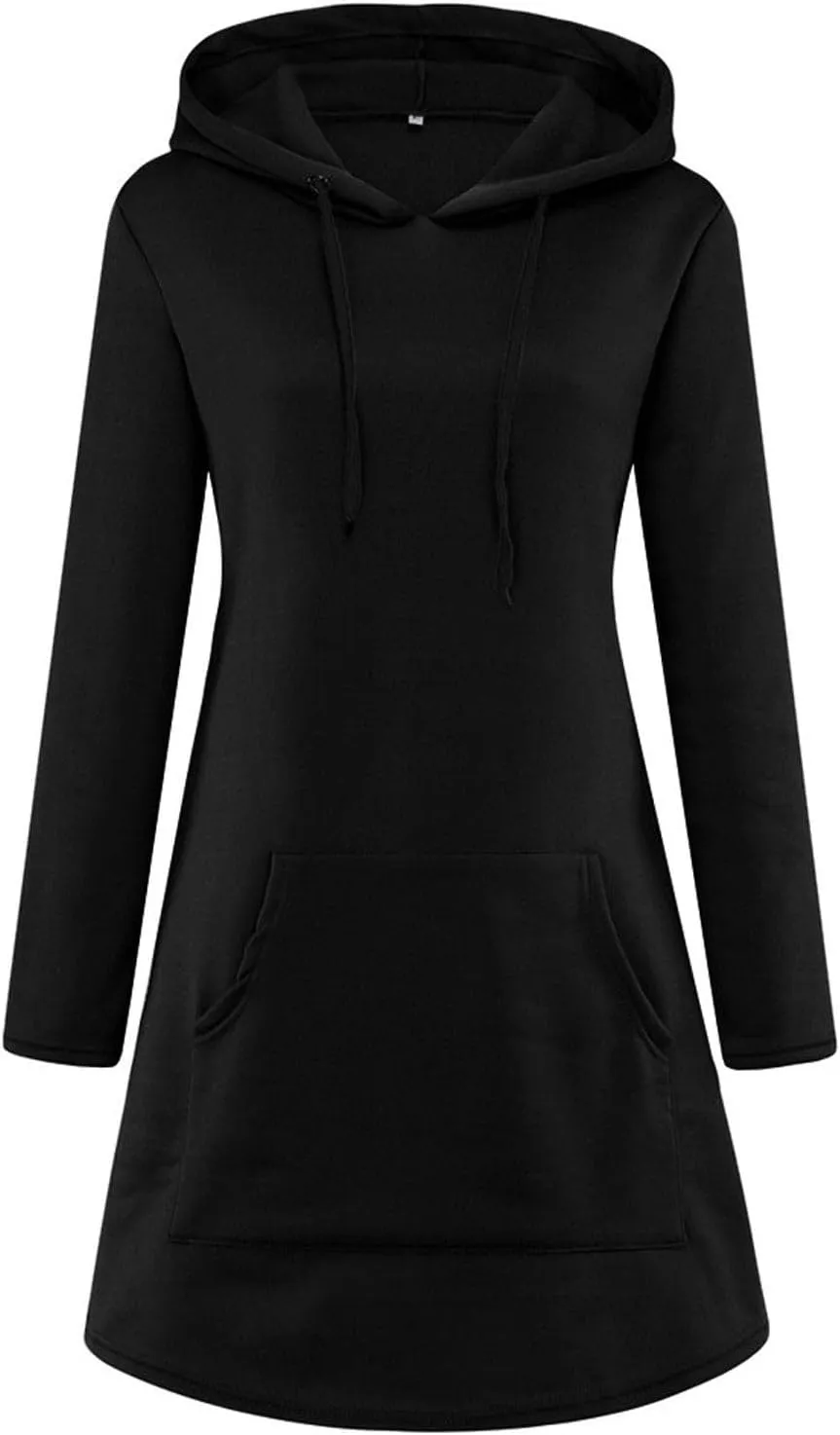 Womens Hoodie Dress Long Sleeve Drawstring Tunic Sweatshirt Dress Casual Hoodies Pullover Mini Dresses