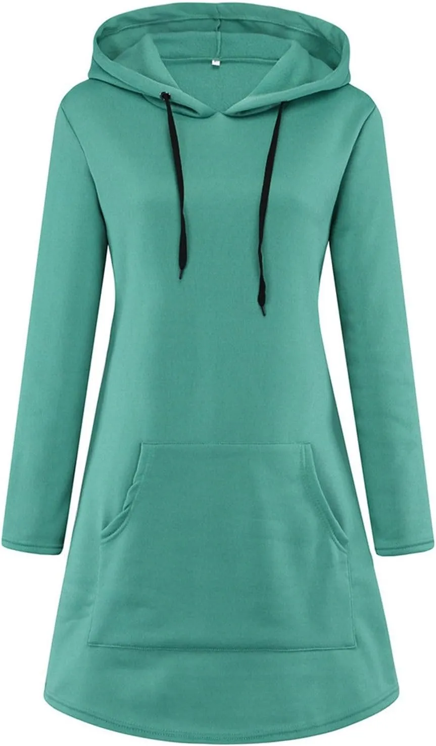 Womens Hoodie Dress Long Sleeve Drawstring Tunic Sweatshirt Dress Casual Hoodies Pullover Mini Dresses
