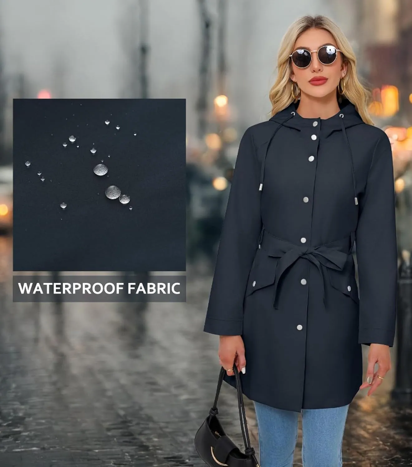Women's Lightweight Anorak Utility Jacket Button Down Spring Waterproof Coat Fall Casual Hoodies