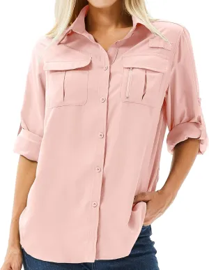 Women's Safari Shirts Long Sleeve Hiking Fishing UV Sun Protection UPF 50 ,Quick Dry SPF Breathable Shirts