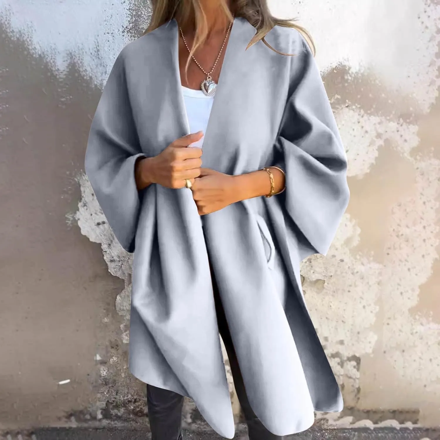 Women's Shawl Wrap Coat Fall Winter Oversized Casual Open Front Cape Cardigan Sweater Boho Buffalo Poncho