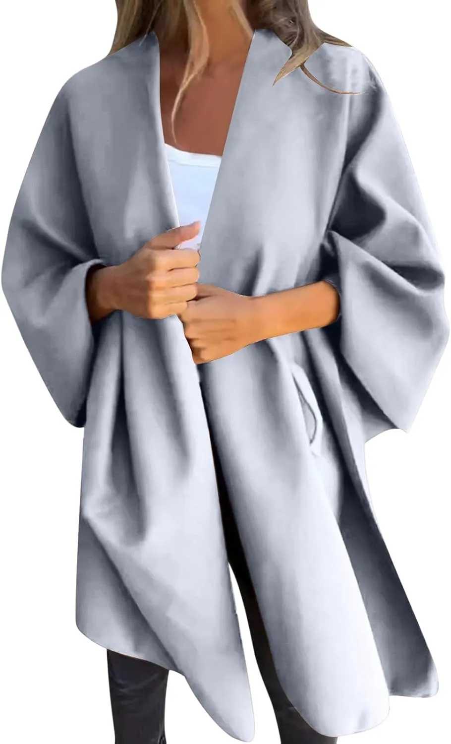 Women's Shawl Wrap Coat Fall Winter Oversized Casual Open Front Cape Cardigan Sweater Boho Buffalo Poncho