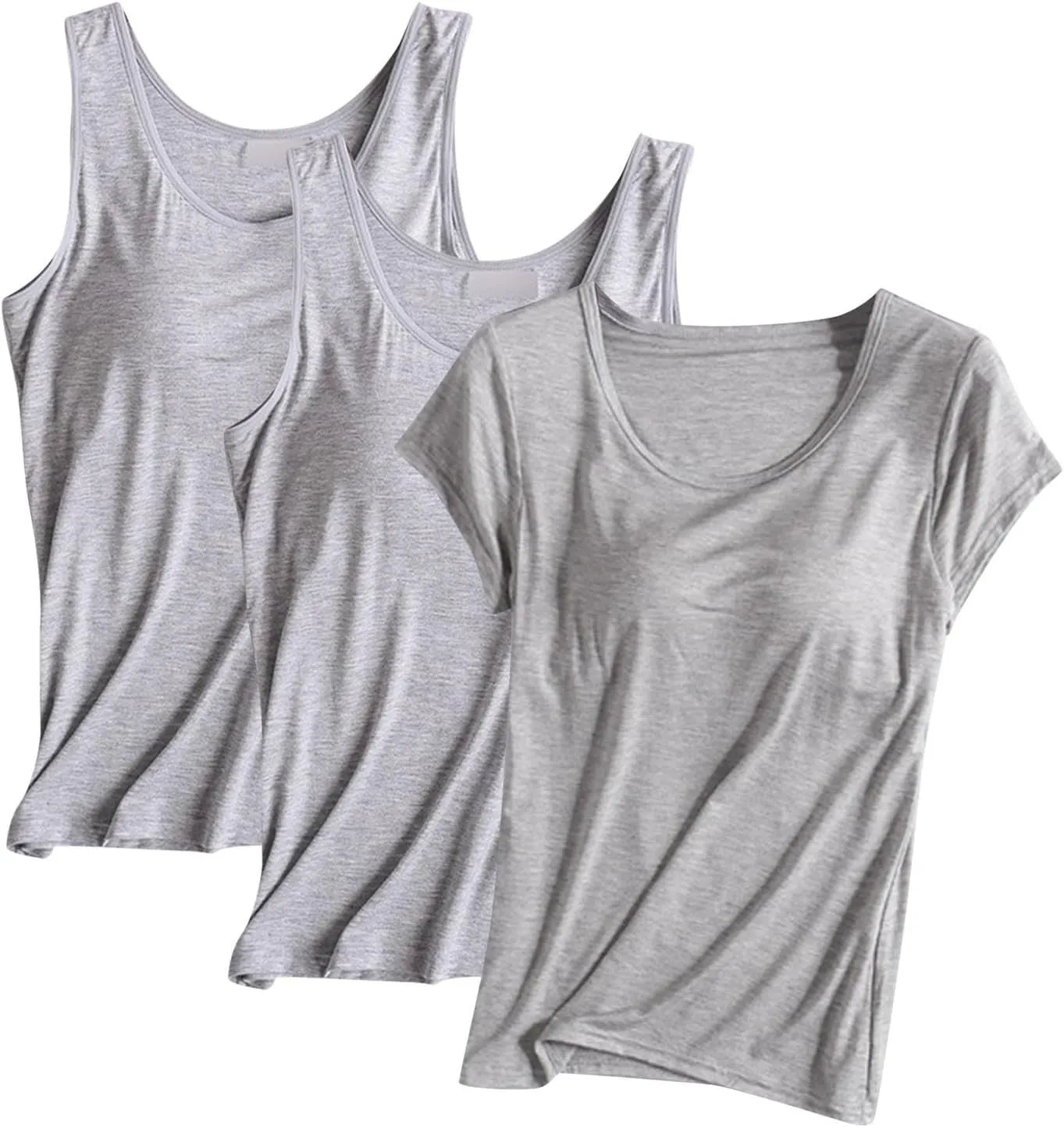 Women's Soft Camisole Tops Three PC Spaghetti Strap Adjustable Lightweight Tank Top Crewneck Breathable Shirts