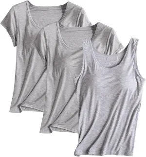 Women's Soft Camisole Tops Three PC Spaghetti Strap Adjustable Lightweight Tank Top Crewneck Breathable Shirts