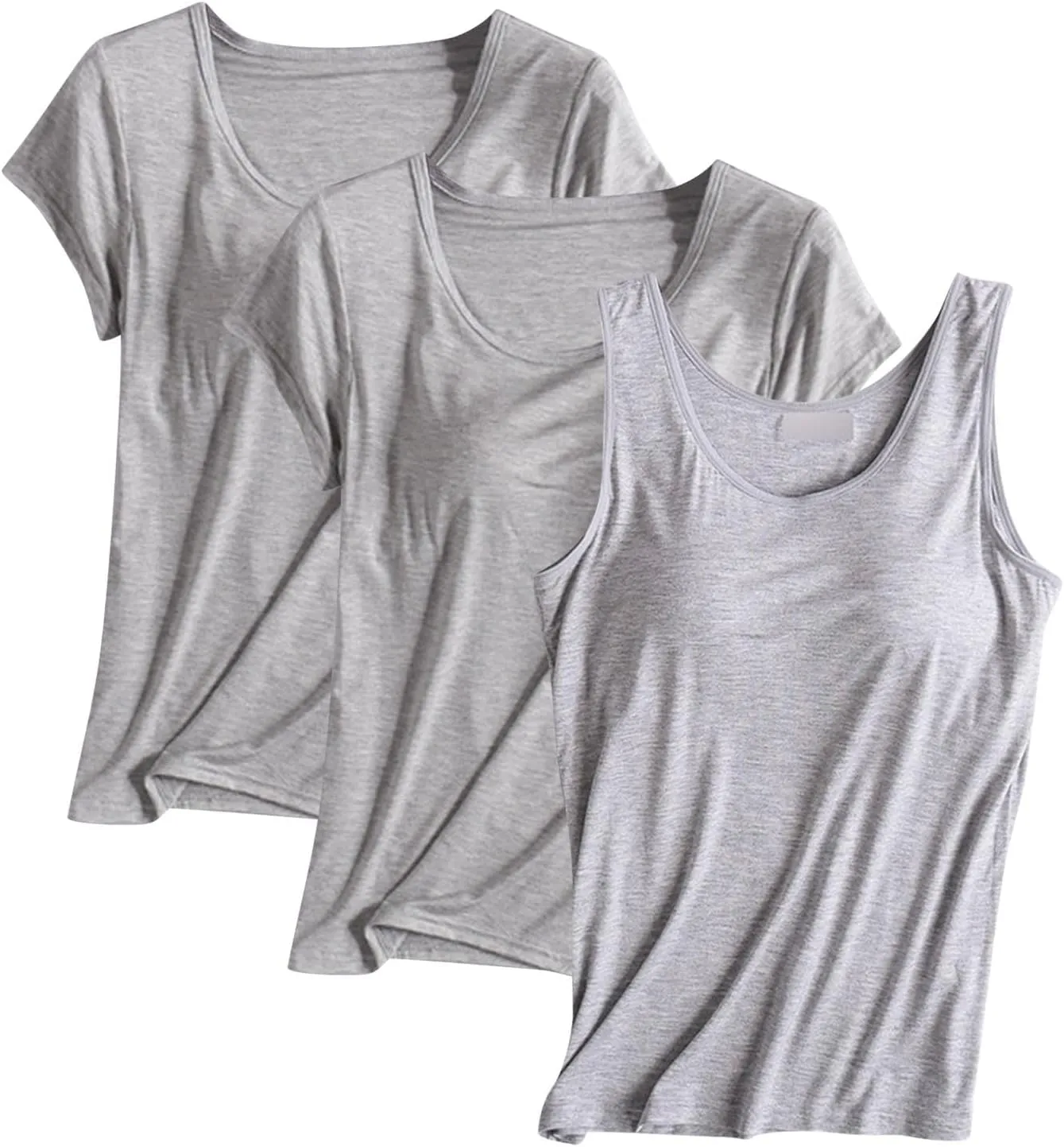 Women's Soft Camisole Tops Three PC Spaghetti Strap Adjustable Lightweight Tank Top Crewneck Breathable Shirts