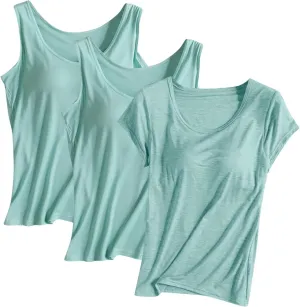 Women's Soft Camisole Tops Three PC Spaghetti Strap Adjustable Lightweight Tank Top Crewneck Breathable Shirts