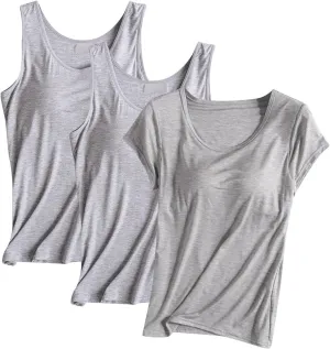 Women's Soft Camisole Tops Three PC Spaghetti Strap Adjustable Lightweight Tank Top Crewneck Breathable Shirts