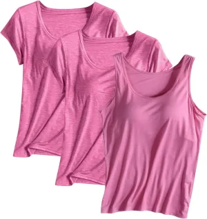 Women's Soft Camisole Tops Three PC Spaghetti Strap Adjustable Lightweight Tank Top Crewneck Breathable Shirts