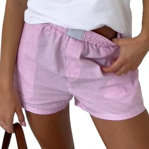 Womens Striped Shorts Summer Beach Shorts Elastic Waist Shorts Lightweight Shorts Comfy Hiking Shorts