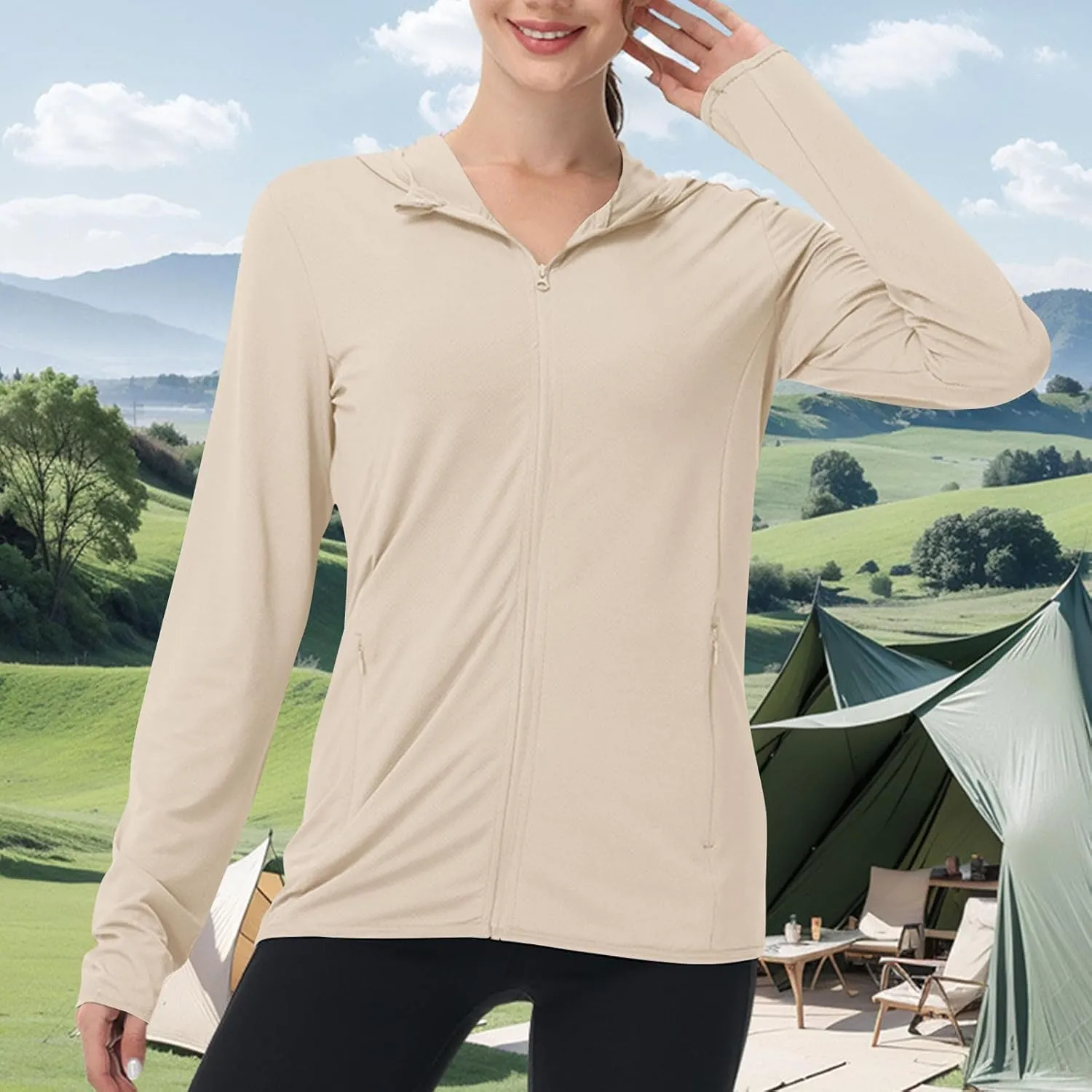 Women's Sun Shirts UPF 50  Lightweight Athletic Jacket UV Cooling Hoodie Quick Dry Long Sleeve Outdoor Hiking Shirts