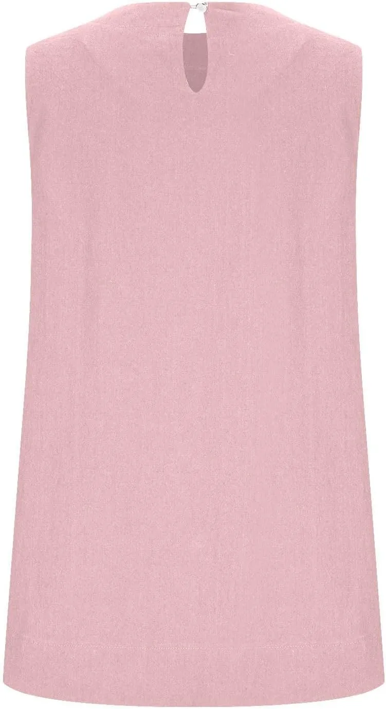 Women's Tank Tops Crew Neck Sleeveless Shirts Elegant Basic T Shirts Casual Loose Fit Summer Tops Lightweight Comfy Blouses