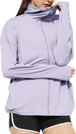 Women's UPF 50  Lightweight Athletic Jacket Full Zip UV Long Sleeve Hoodies SPF Lightweight Jacket Hiking Outfits