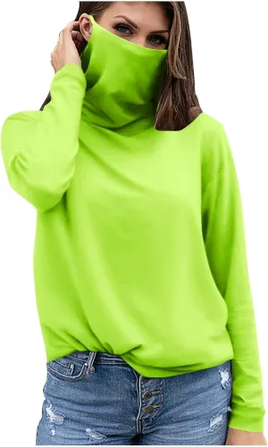 Women's UPF 50  Sun Protection Shirt with Face Mask Breathable Long Sleeve Sunshirt Summer Outdoor Rash Guard Tops