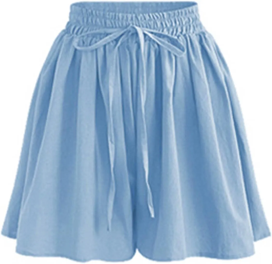 Women's Wide Leg Shorts Lightweight Comfy Chiffon High Waisted Drawstring Loose Solid Summer Beach Vacation Short Pant