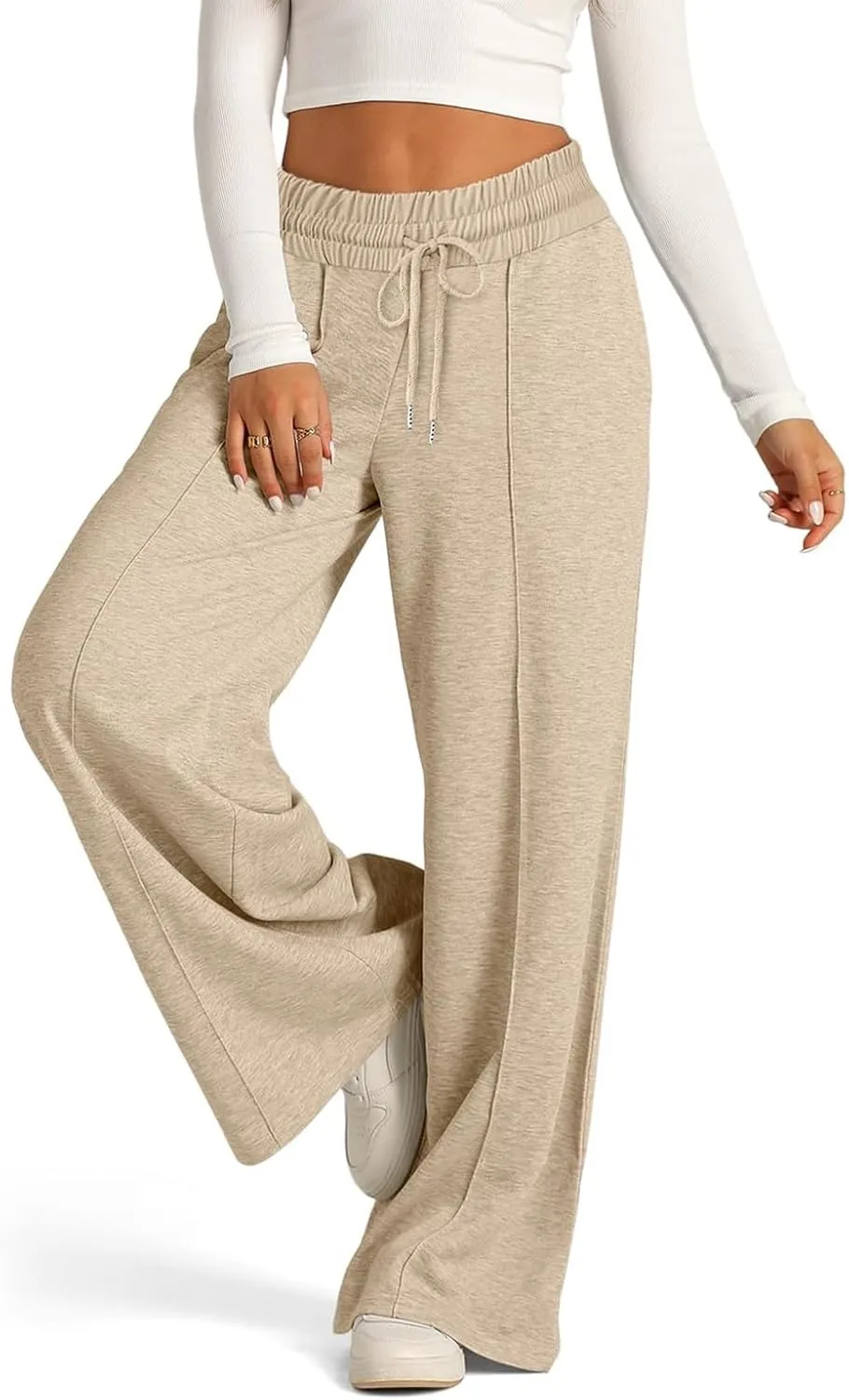 Women's Wide Leg Yoga Pants High Waisted Drawstring Comfy Loose Sweatpants Lounge Casual Joggers Pant with Pockets