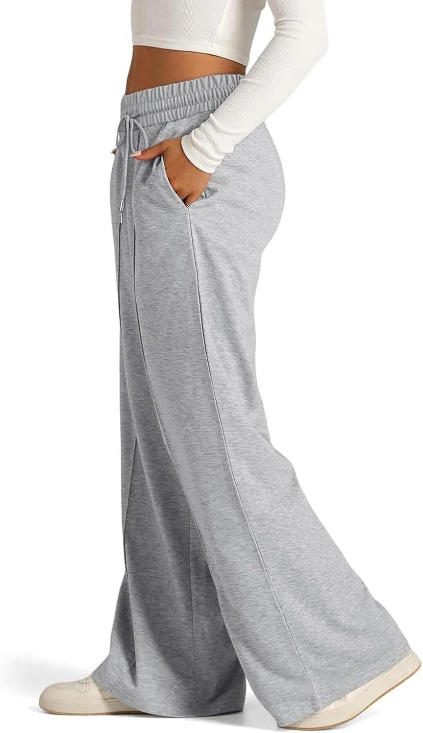 Women's Wide Leg Yoga Pants High Waisted Drawstring Comfy Loose Sweatpants Lounge Casual Joggers Pant with Pockets