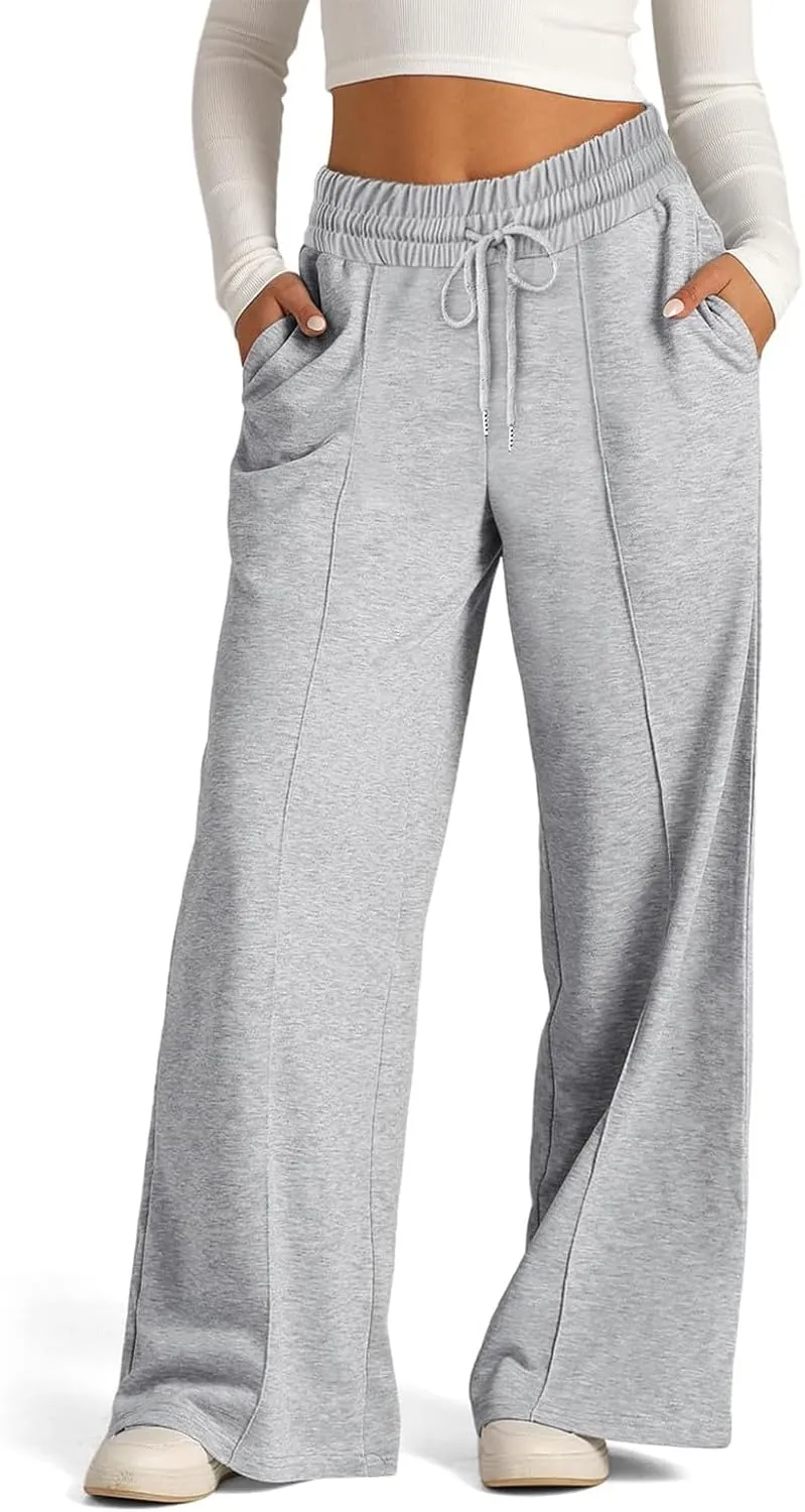 Women's Wide Leg Yoga Pants High Waisted Drawstring Comfy Loose Sweatpants Lounge Casual Joggers Pant with Pockets