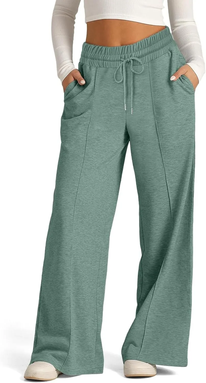 Women's Wide Leg Yoga Pants High Waisted Drawstring Comfy Loose Sweatpants Lounge Casual Joggers Pant with Pockets