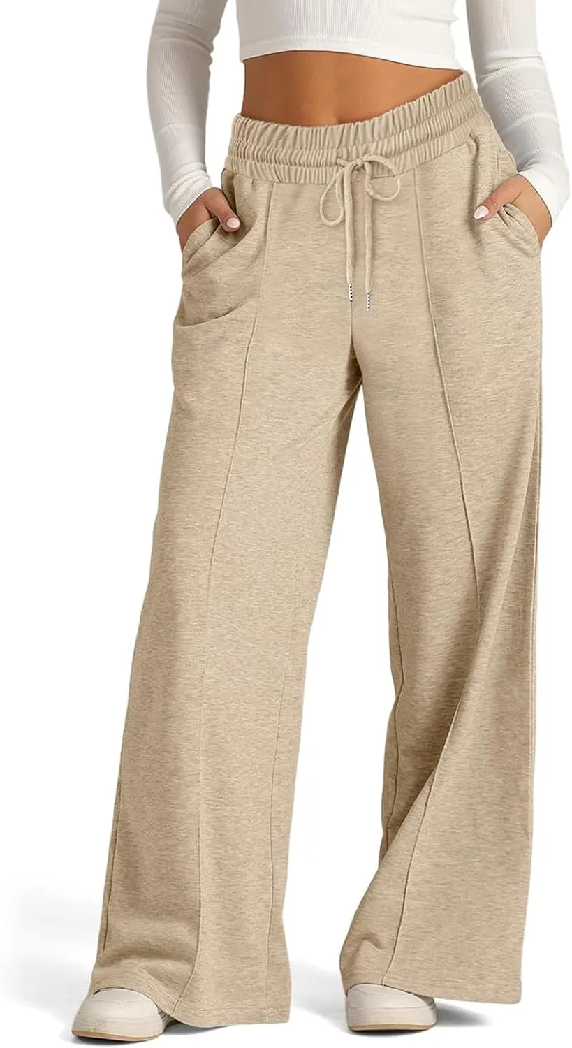Women's Wide Leg Yoga Pants High Waisted Drawstring Comfy Loose Sweatpants Lounge Casual Joggers Pant with Pockets