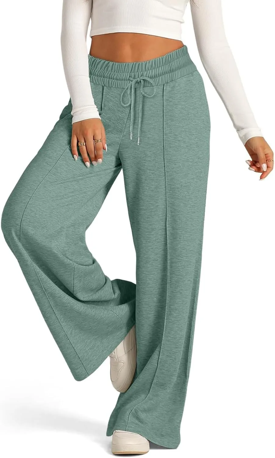 Women's Wide Leg Yoga Pants High Waisted Drawstring Comfy Loose Sweatpants Lounge Casual Joggers Pant with Pockets