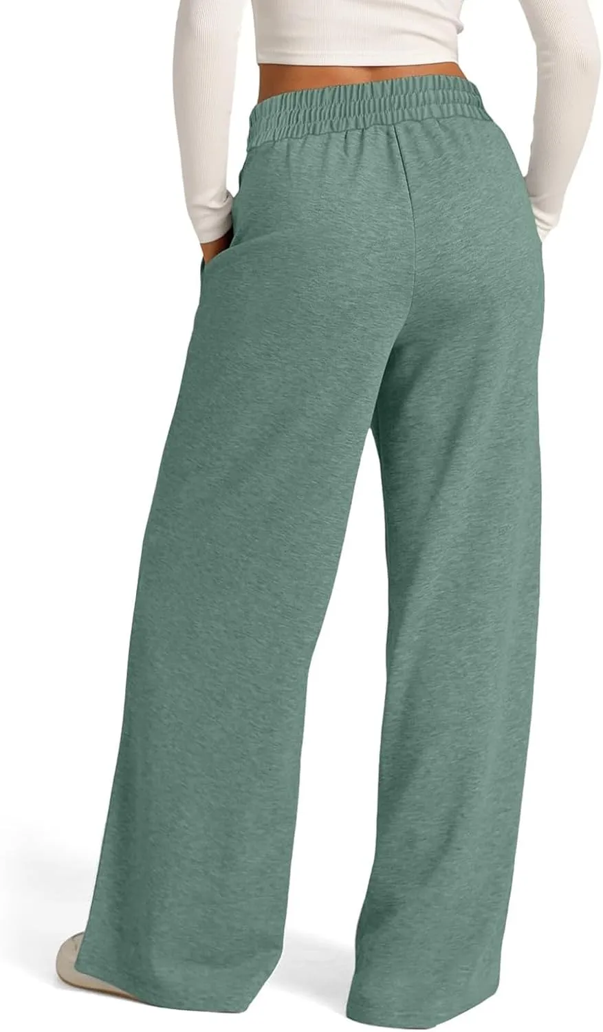 Women's Wide Leg Yoga Pants High Waisted Drawstring Comfy Loose Sweatpants Lounge Casual Joggers Pant with Pockets