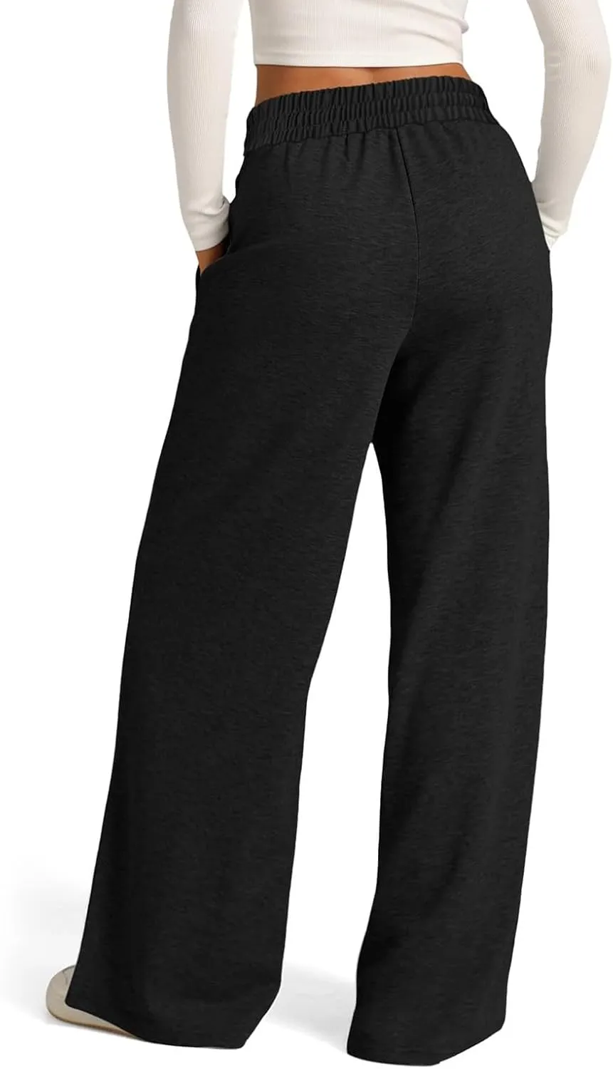 Women's Wide Leg Yoga Pants High Waisted Drawstring Comfy Loose Sweatpants Lounge Casual Joggers Pant with Pockets