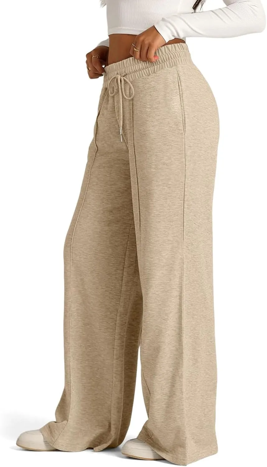 Women's Wide Leg Yoga Pants High Waisted Drawstring Comfy Loose Sweatpants Lounge Casual Joggers Pant with Pockets