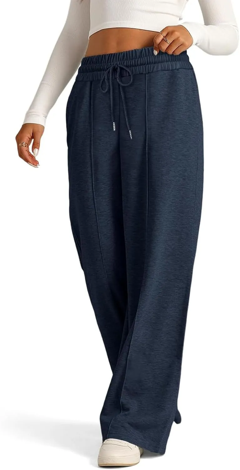 Women's Wide Leg Yoga Pants High Waisted Drawstring Comfy Loose Sweatpants Lounge Casual Joggers Pant with Pockets