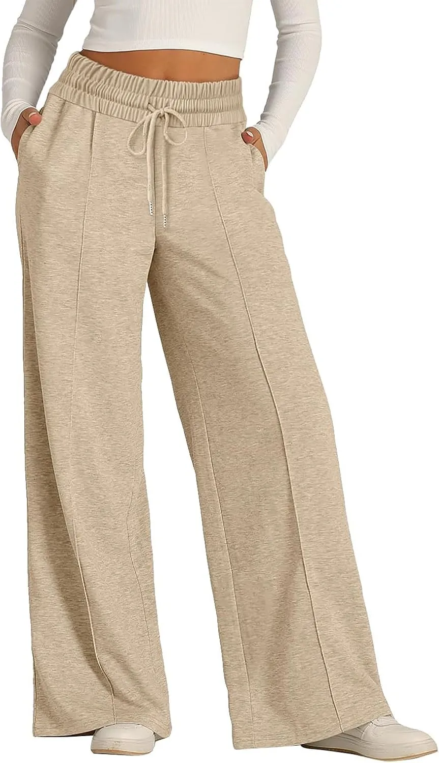 Women's Wide Leg Yoga Pants High Waisted Drawstring Comfy Loose Sweatpants Lounge Casual Joggers Pant with Pockets