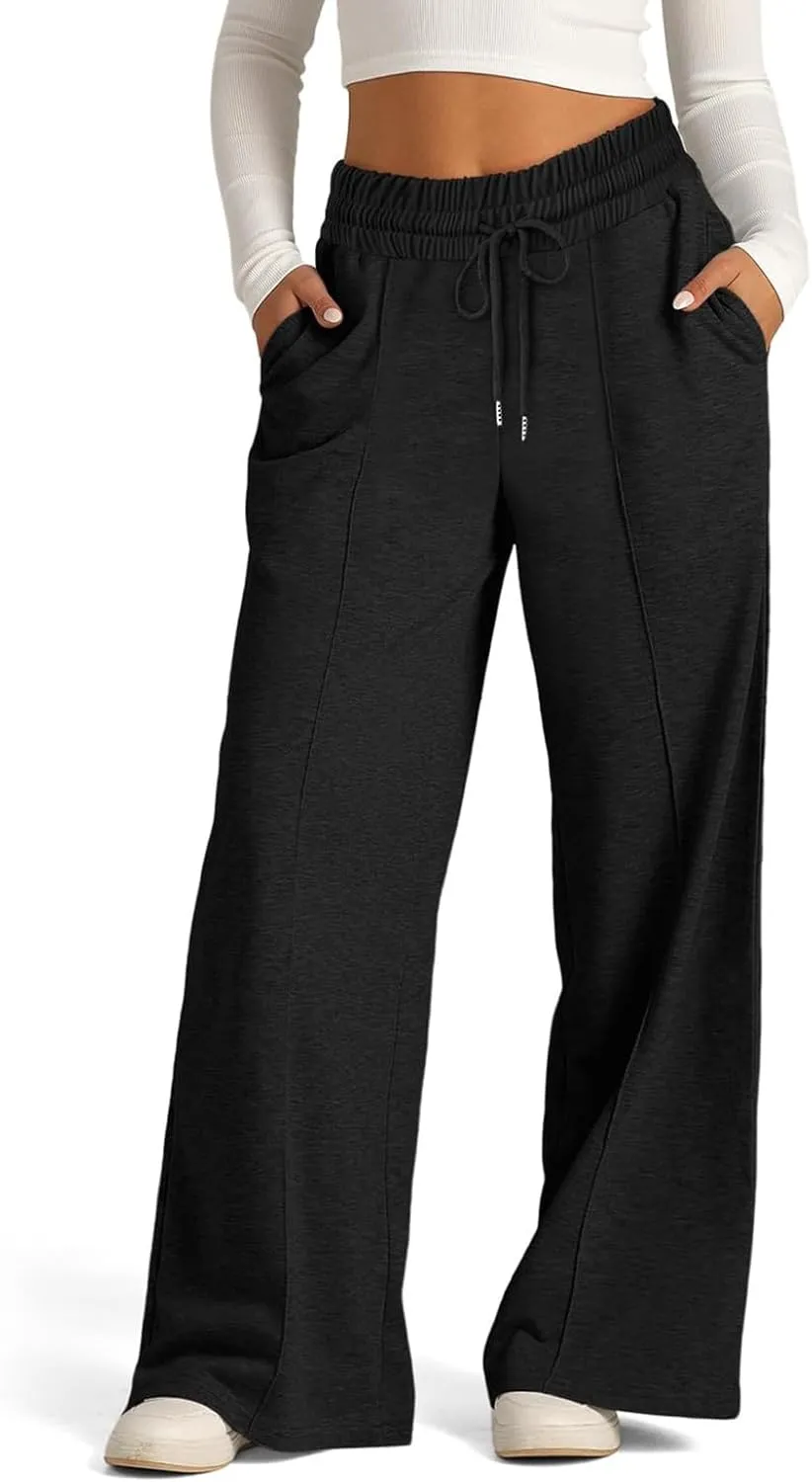 Women's Wide Leg Yoga Pants High Waisted Drawstring Comfy Loose Sweatpants Lounge Casual Joggers Pant with Pockets