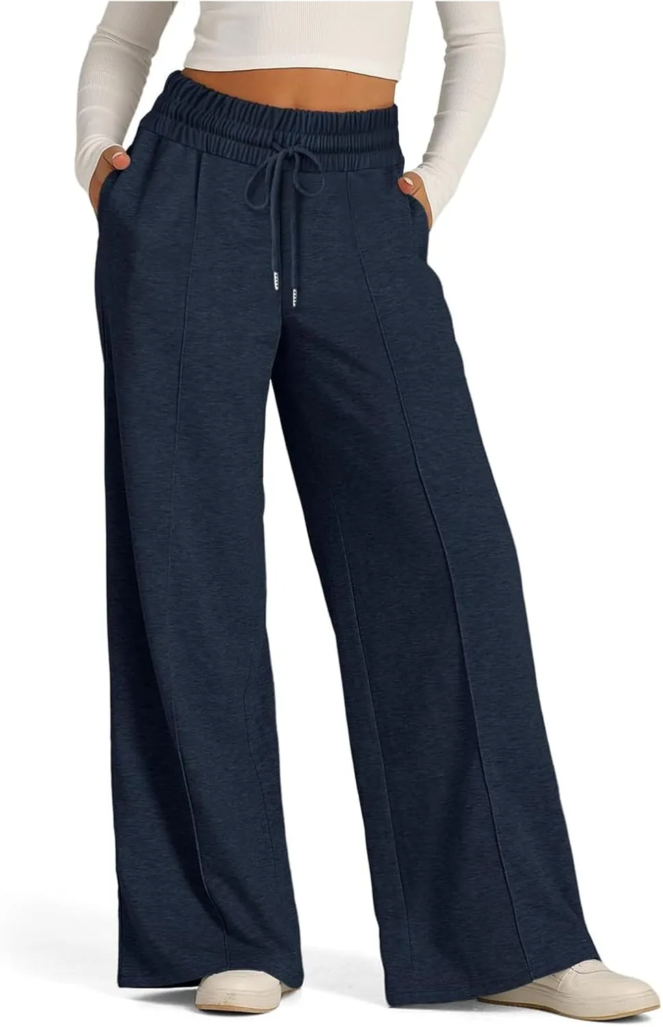 Women's Wide Leg Yoga Pants High Waisted Drawstring Comfy Loose Sweatpants Lounge Casual Joggers Pant with Pockets