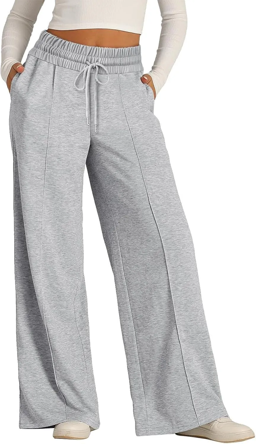 Women's Wide Leg Yoga Pants High Waisted Drawstring Comfy Loose Sweatpants Lounge Casual Joggers Pant with Pockets