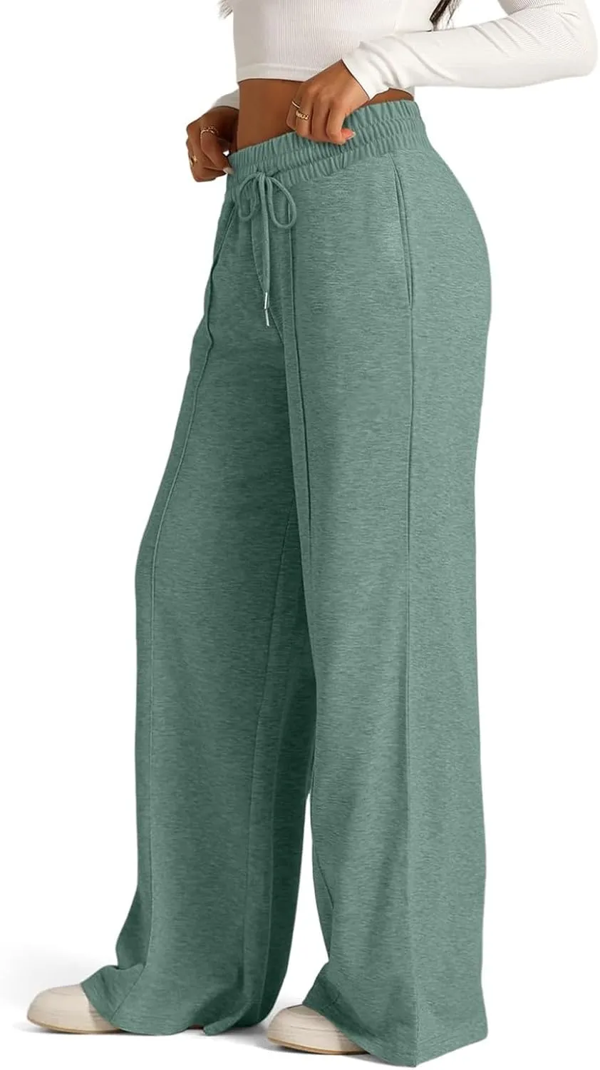 Women's Wide Leg Yoga Pants High Waisted Drawstring Comfy Loose Sweatpants Lounge Casual Joggers Pant with Pockets