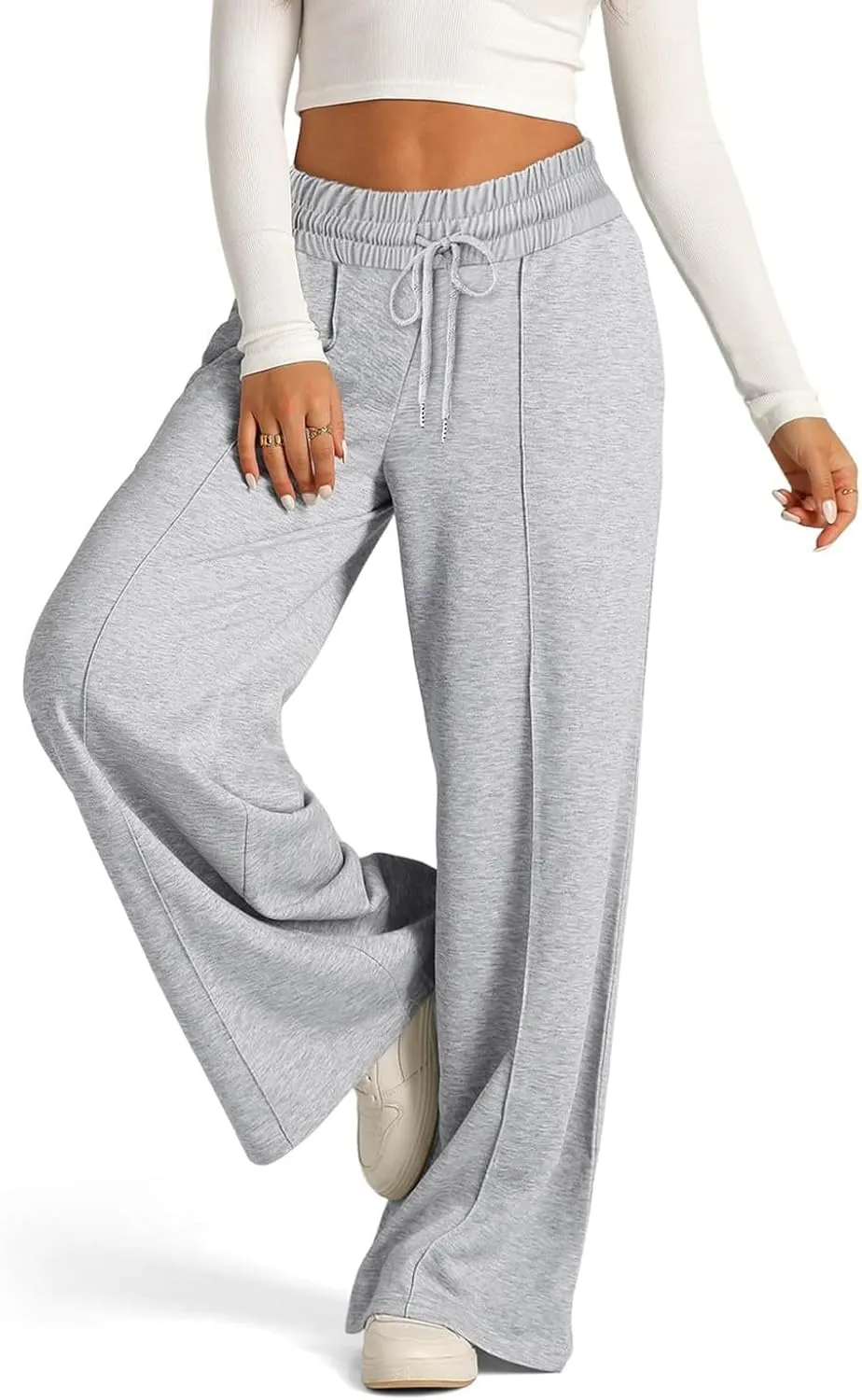 Women's Wide Leg Yoga Pants High Waisted Drawstring Comfy Loose Sweatpants Lounge Casual Joggers Pant with Pockets
