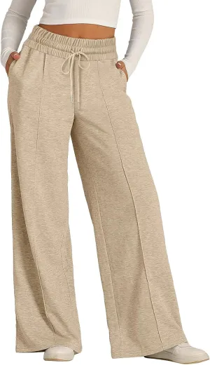 Women's Wide Leg Yoga Pants High Waisted Drawstring Comfy Loose Sweatpants Lounge Casual Joggers Pant with Pockets