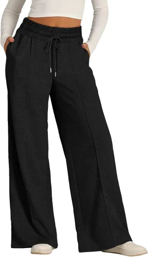 Women's Wide Leg Yoga Pants High Waisted Drawstring Comfy Loose Sweatpants Lounge Casual Joggers Pant with Pockets