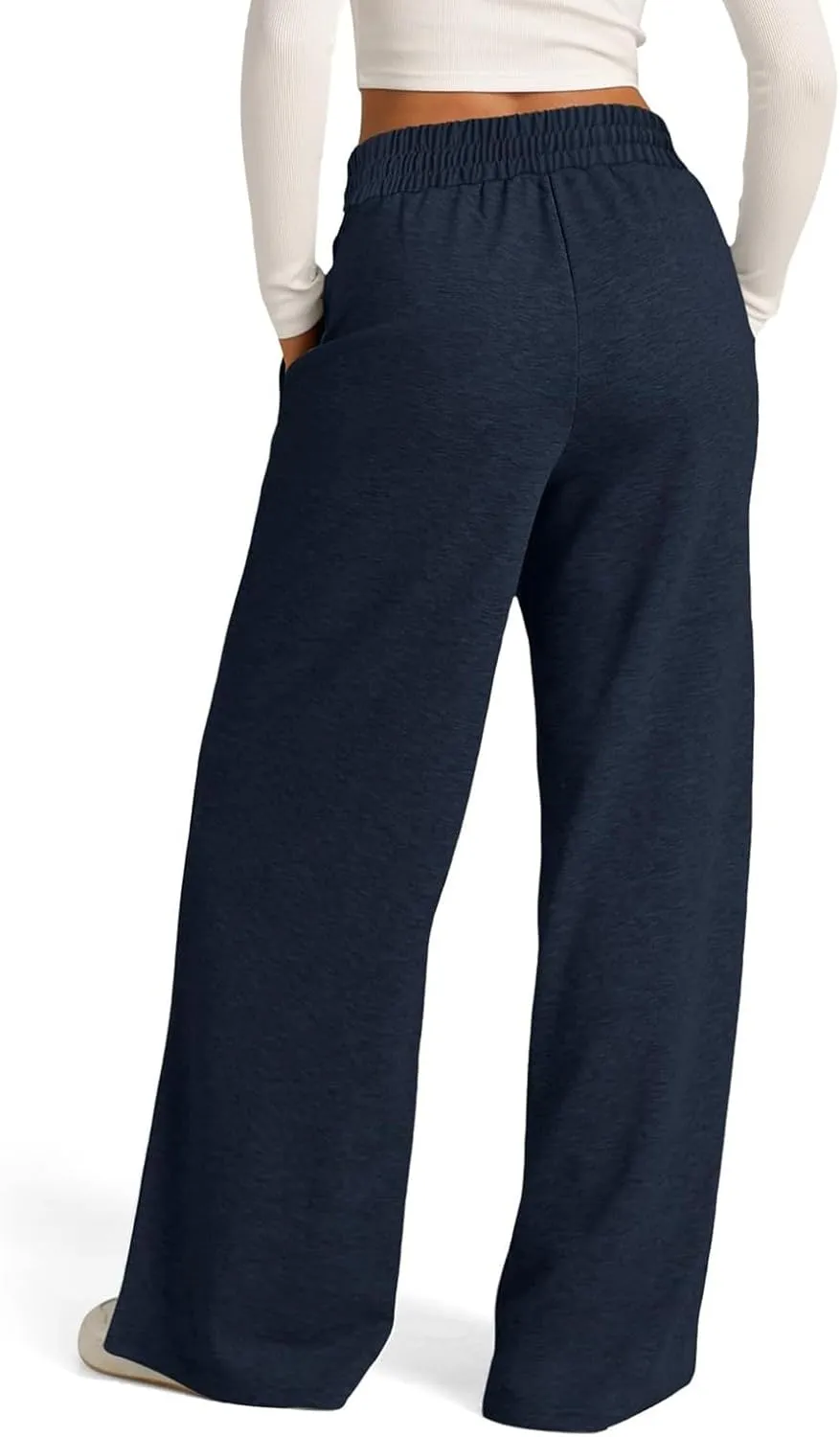 Women's Wide Leg Yoga Pants High Waisted Drawstring Comfy Loose Sweatpants Lounge Casual Joggers Pant with Pockets