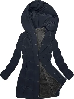 Womens Winter Coats Fleece Lined Down Jacket Thicken Puffer Coat Warm Quilted Jackets Heavyweight Button Outerwear