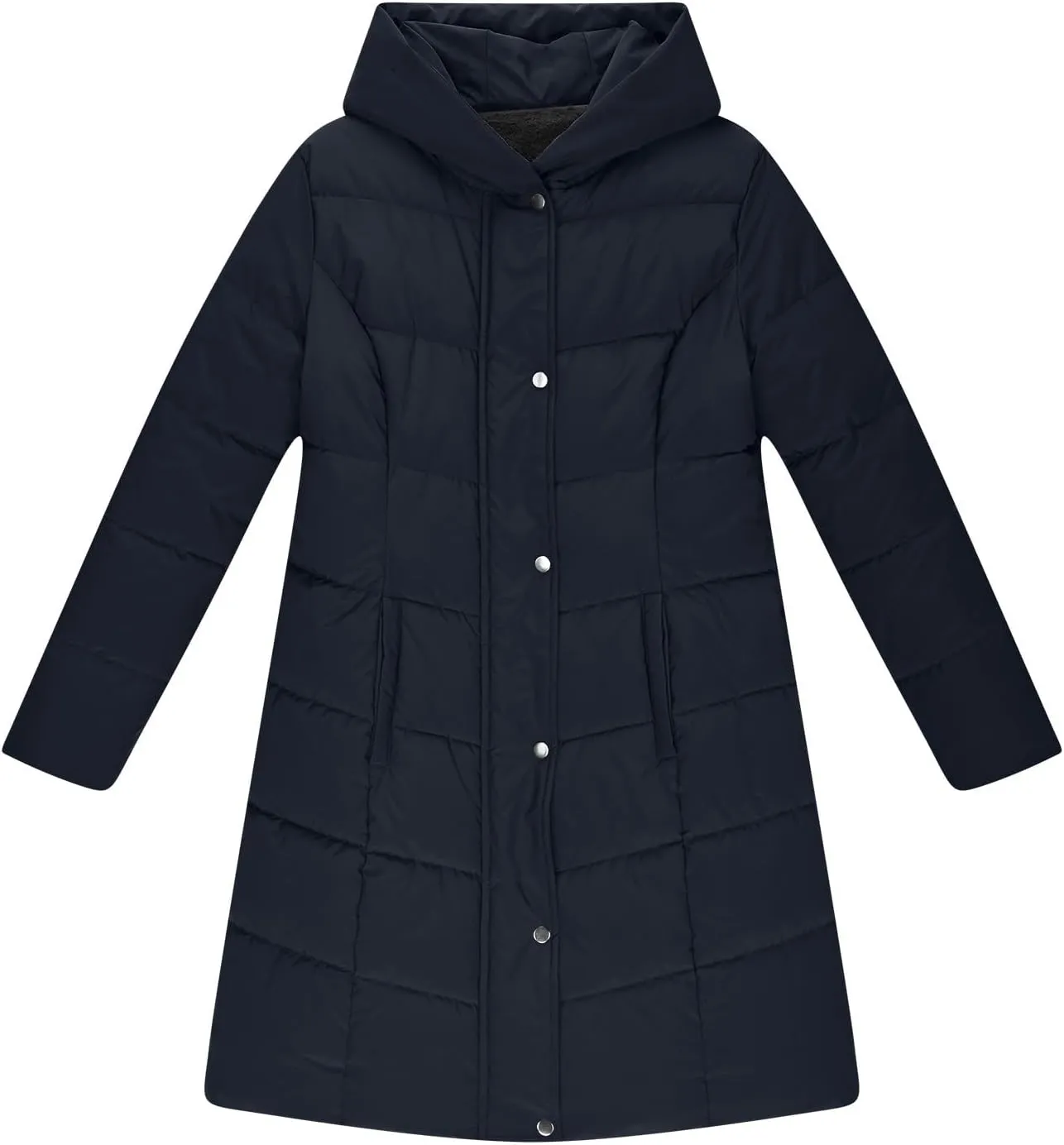 Womens Winter Coats Fleece Lined Down Jacket Thicken Puffer Coat Warm Quilted Jackets Heavyweight Button Outerwear