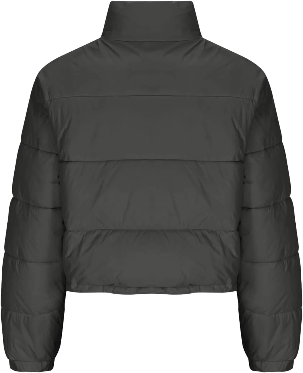 Women's Winter Cropped Puffer Jacket Stand Collar Zip Drawstring Short Padded Down Coats Slim Fit Outerwear
