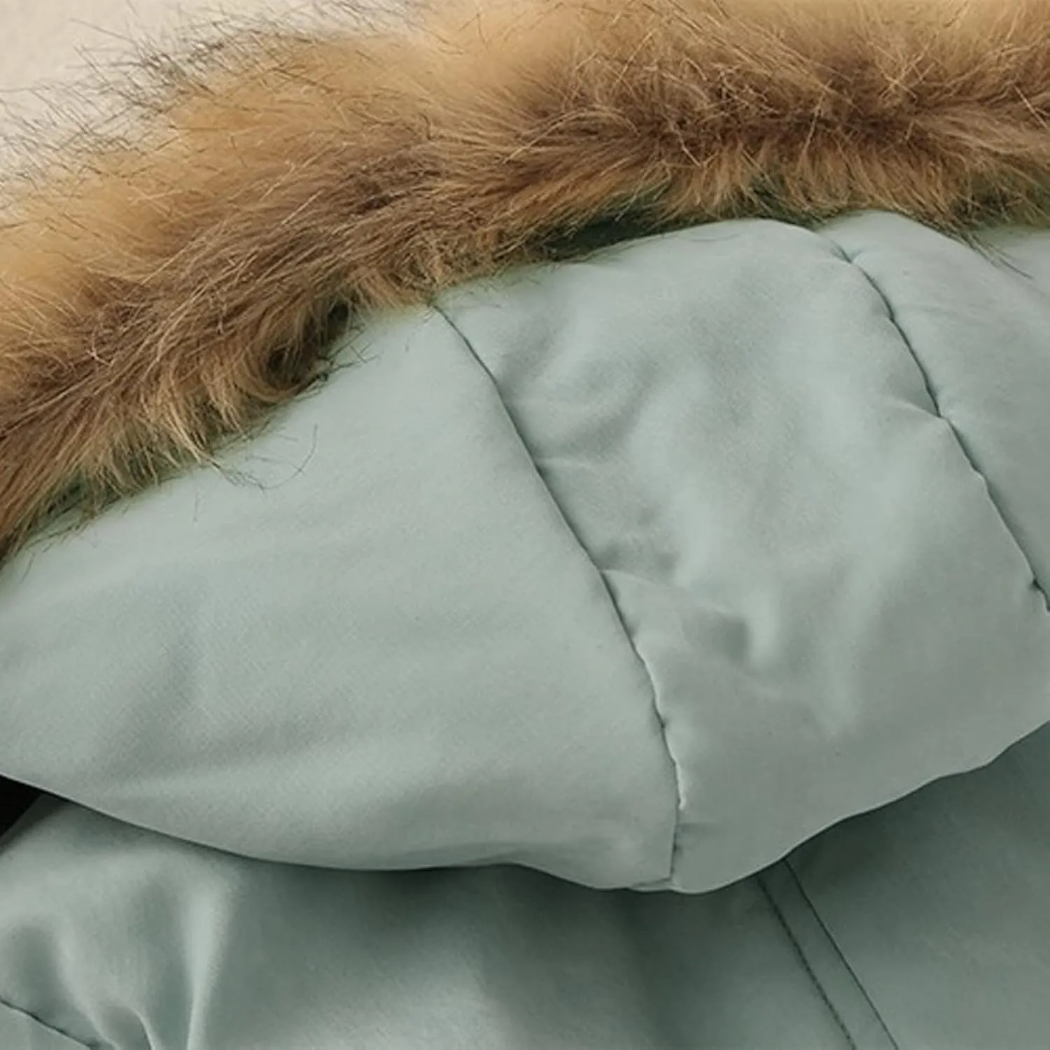 Womens Winter Fashion Warm Slim Fleece Lined Hooded Jackets Thickened Trendy Coats with Faux Fur Hood