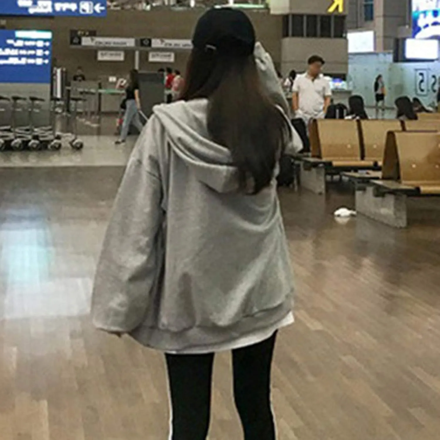 Women's Zip Front Drawstring Hoodie Long Sleeve Casual Sweatshirt Top Black Hoodies for Women