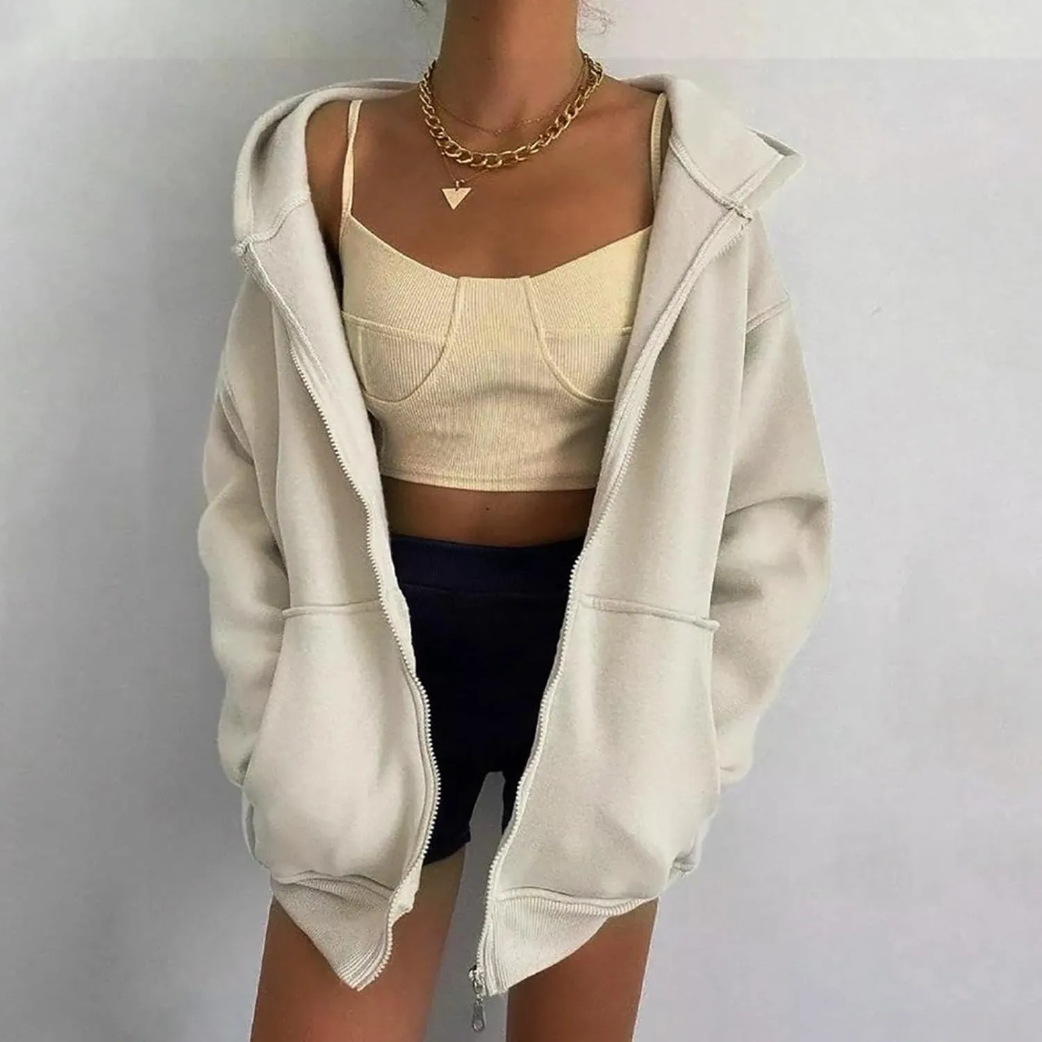 Womens Zip Up Hoodies Fleece Jackets Oversized Sweatshirts Fall Fashion Outfits Sweaters Winter Clothes 2024