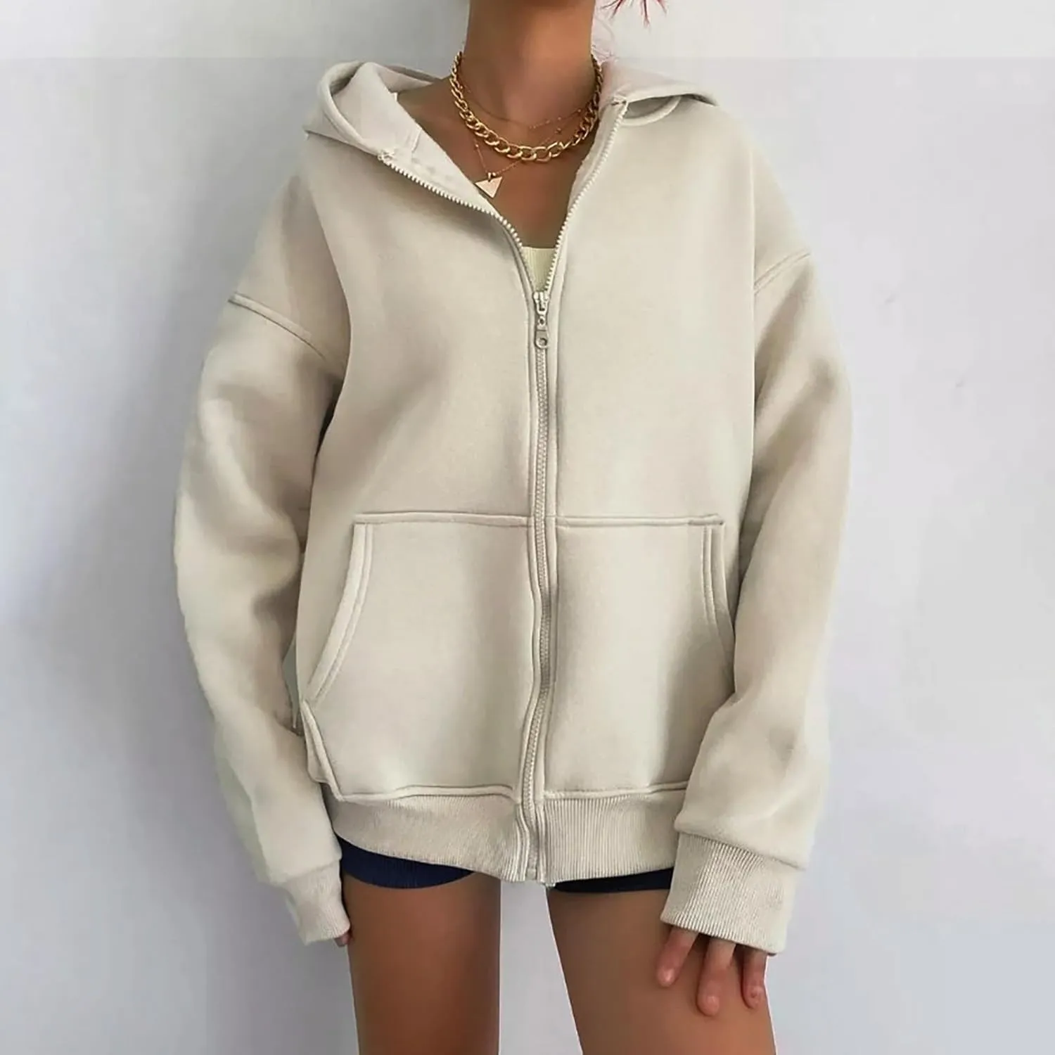 Womens Zip Up Hoodies Fleece Jackets Oversized Sweatshirts Fall Fashion Outfits Sweaters Winter Clothes 2024