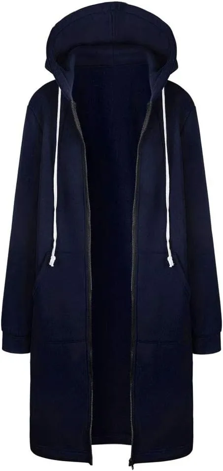 Womens Zip Up Long Sleeve Fleece Jackets Hoodies Sweatshirt 2024 Fall Fashion Outfits Winter Clothes Long Coats